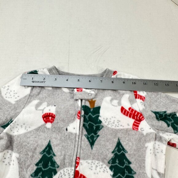Carter's Child's Sz 4T Footed Christmas Sleeper Gray Polar Bears And Trees NWOT - Picture 9 of 16